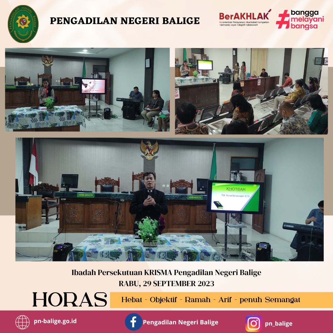 Ibadah Persekutuan KRISMA Pengadilan Negeri Balige pada Hari Jumat 29 September 2023 Ibadah Persekutuan KRISMA Pengadilan Negeri Balige pada Hari Jumat 29 September 2023